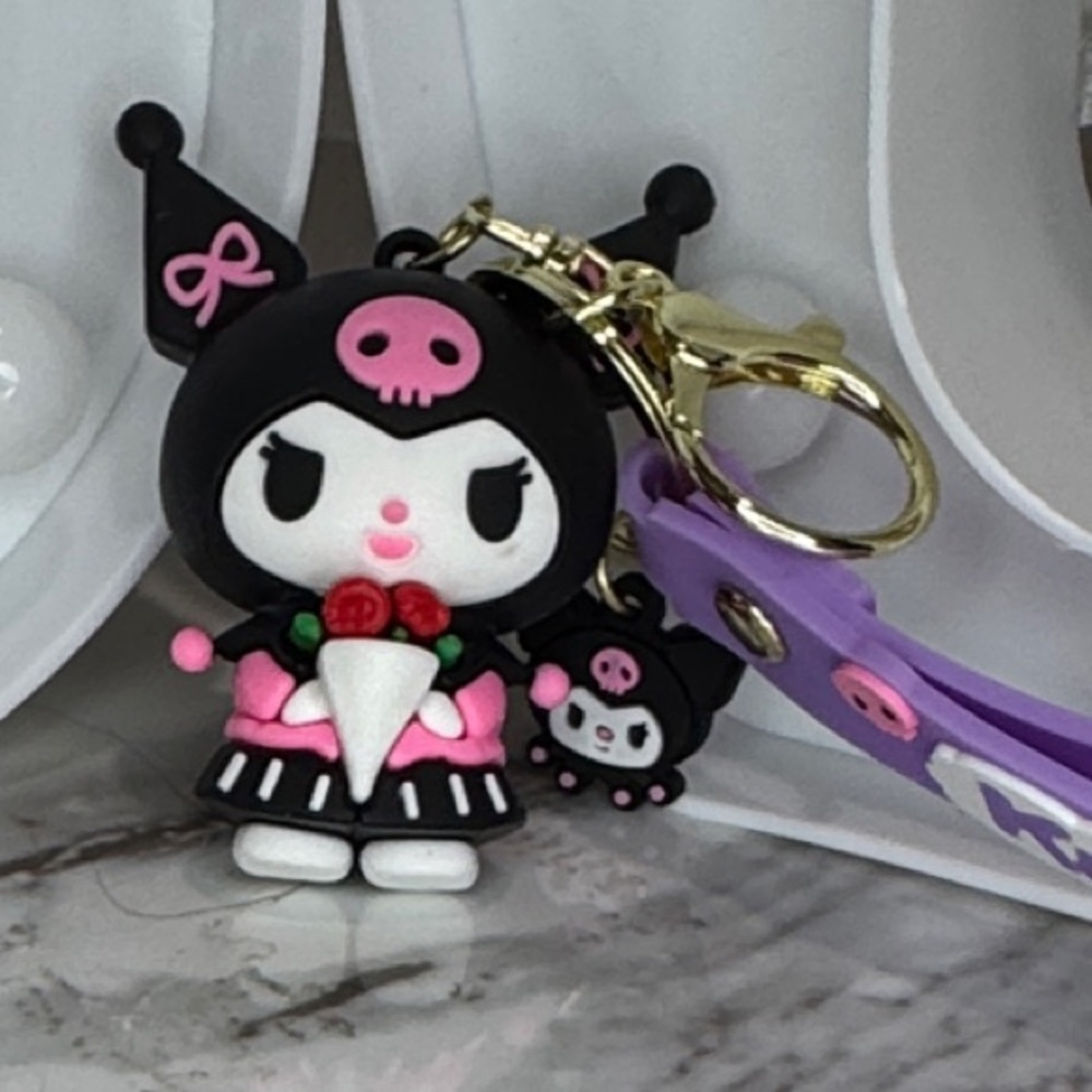 Cute Kuromi Keychain with Pink and Black Accents